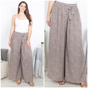Plus Size Gorgeous Wide Leg Taupe Palazzo Pants